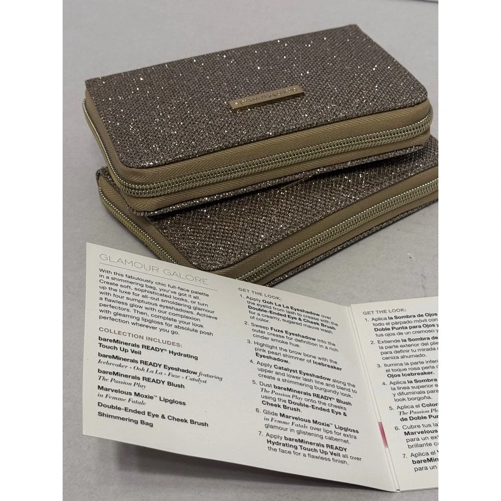 BareMinerals Glitz & Glam Makeup Palette with Brush and Bag bundle NEW